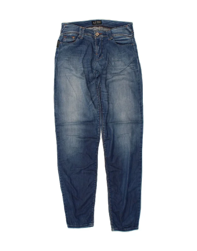 ARMANI Womens Tapered Jeans W27 L30 Blue Fashionable Straight Fit Denim
