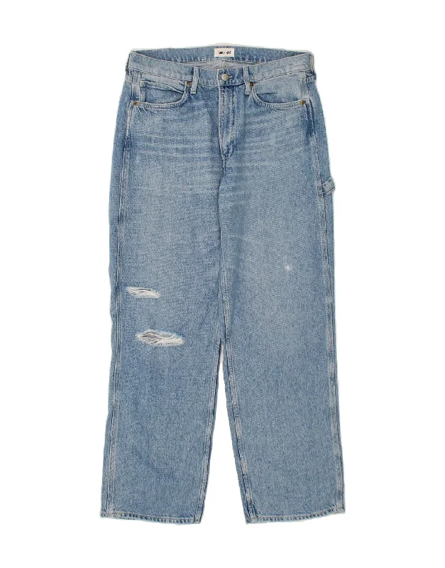 LEE Womens Distressed Straight Jeans EU 40 Medium W30 L31 Blue Cotton Fashionable White Denim Jeans