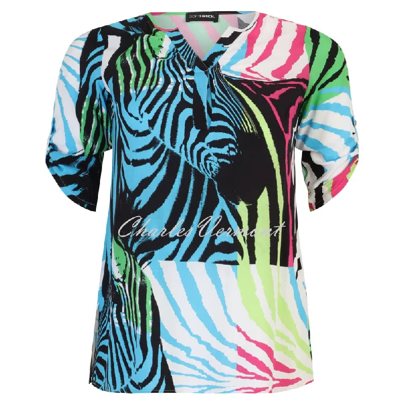 Doris Streich Zebra Print Blouse - Style 268228-70 Modern Work Blouse