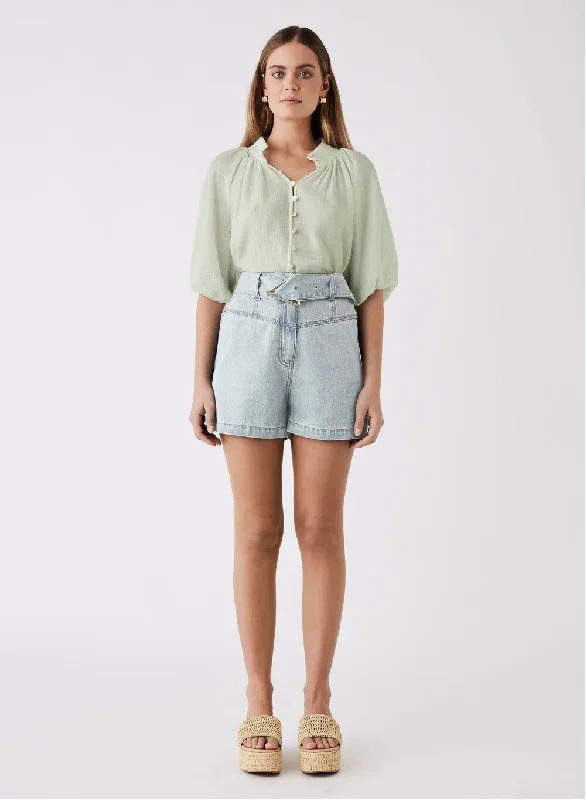 Esmaeé Island Blouse - Sage Delicate Pleat Blouse