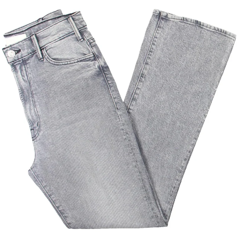 Womens High Rise Ankle Ankle Jeans Comfortable Distressed Straight-Leg Jeans