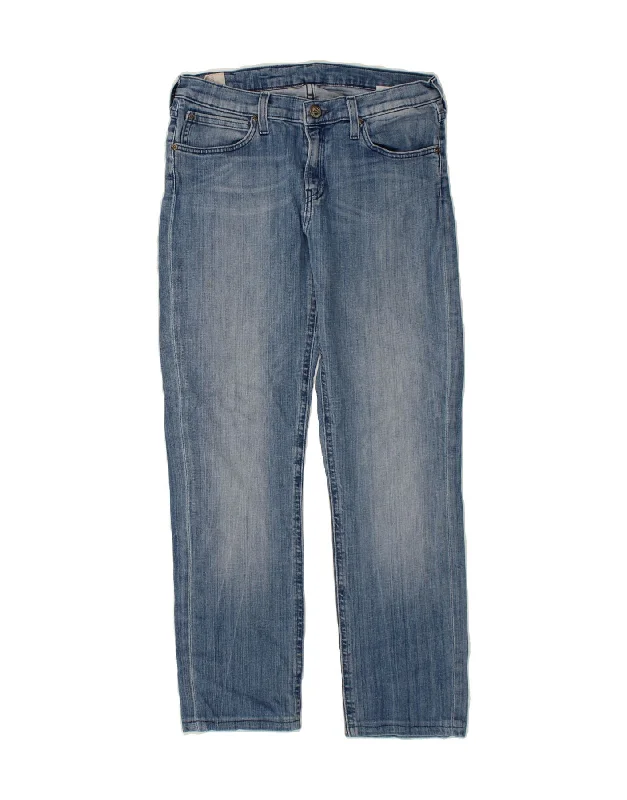 LEE Womens Jade Straight Jeans W31 L28 Blue Cotton Fashionable Raw Hemmed Jeans