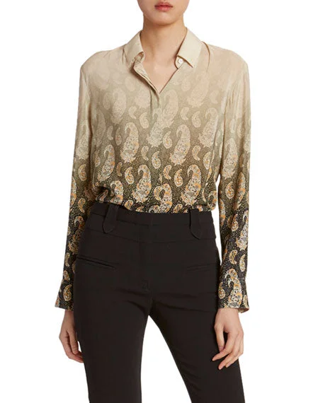 Chica Ombre Paisley Silk Blouse Boho Printed Blouse