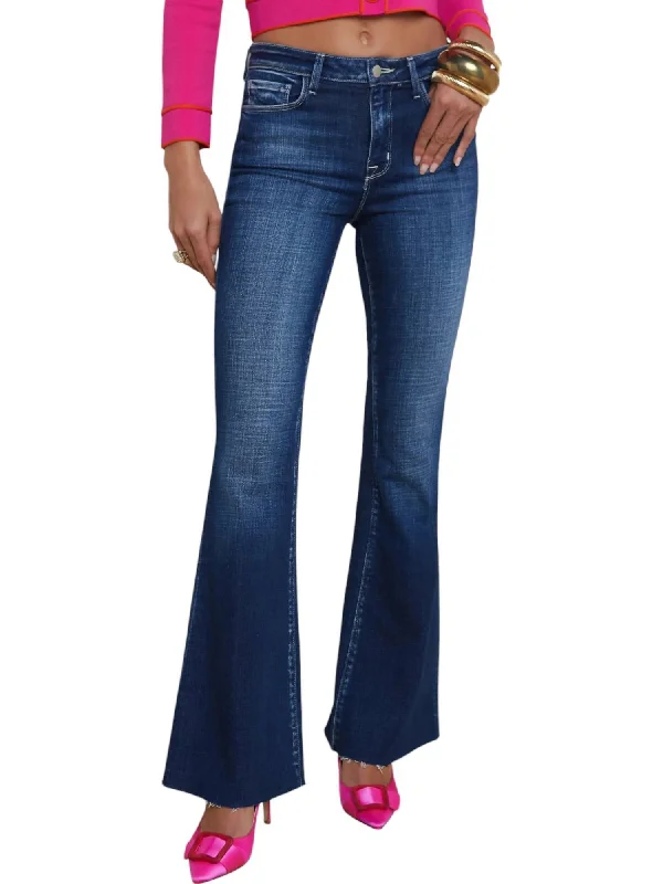 Sera Sneaker Flare Jeans In Beacon Fashionable Raw Edge Jeans