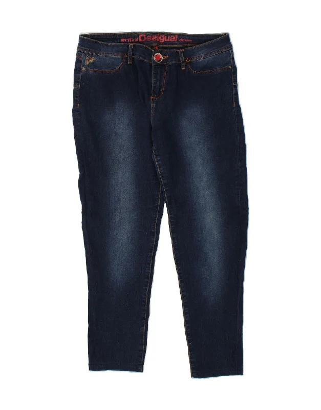 DESIGUAL Womens Skinny Jeans W32 L27 Navy Blue Polyester Stylish High-Waist Skinny Denim DESIGUAL Womens Skinny Jeans W32 L27 Navy Blue Polyester Stylish High-Waist Skinny Denim