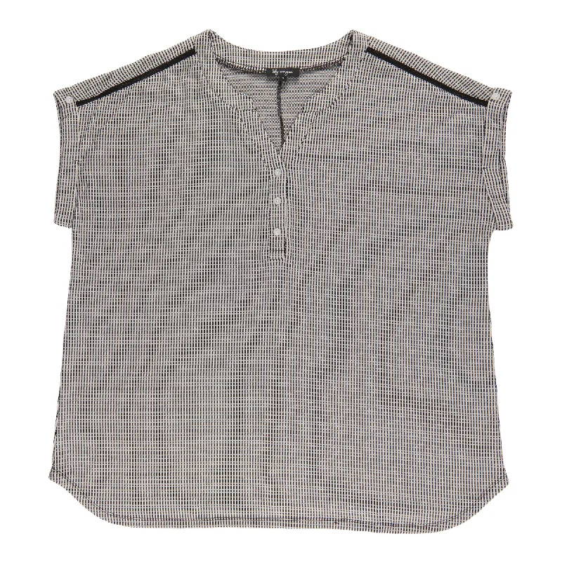 lily morgan Women's Plus V-Neck Tie-Front Blouse Classic Minimalist Blouse