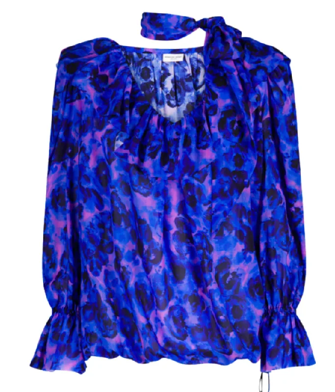 Contera Long Sleeve Blouse Textured Cotton Blouse