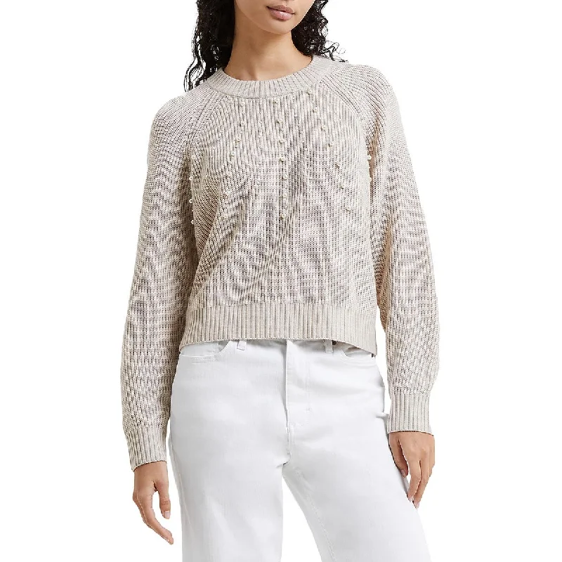 Womens Embellished Crewneck Pullover Sweater Boxy Sweater Fitted Sweater A-Line