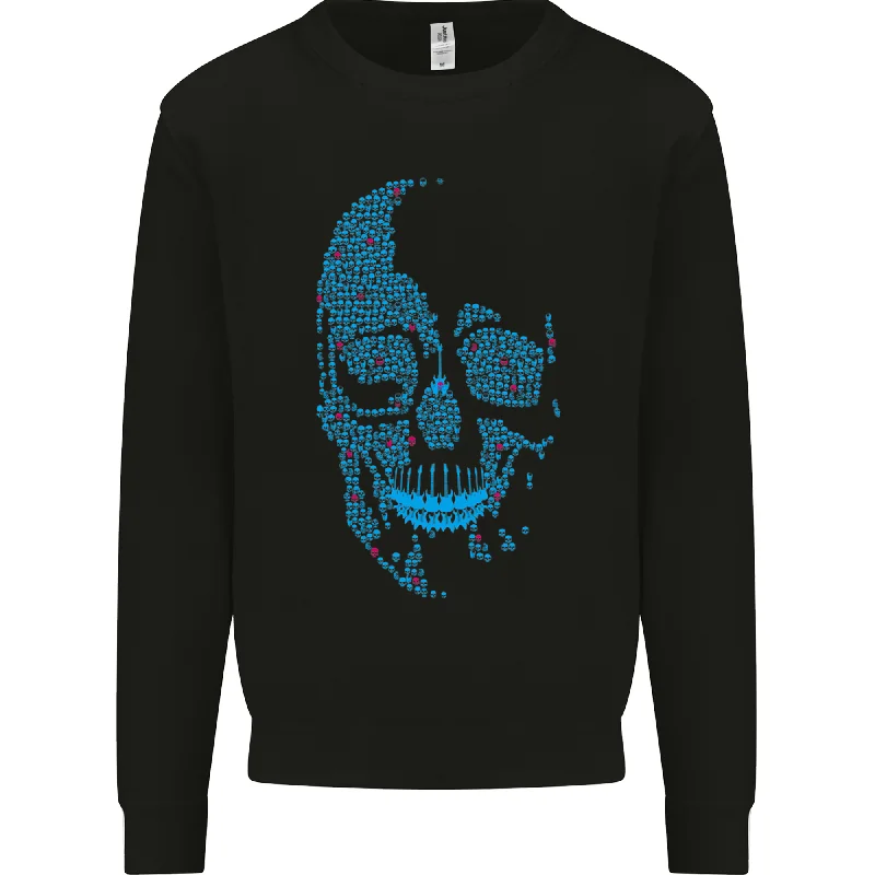 A Blue Skull Made of Guitars Guitarist Mens Sweatshirt Jumper Hoodie with Hem Ribbing Snug Secure A Blue Skull Made of Guitars Guitarist Mens Sweatshirt Jumper Hoodie with Hem Ribbing Snug Secure