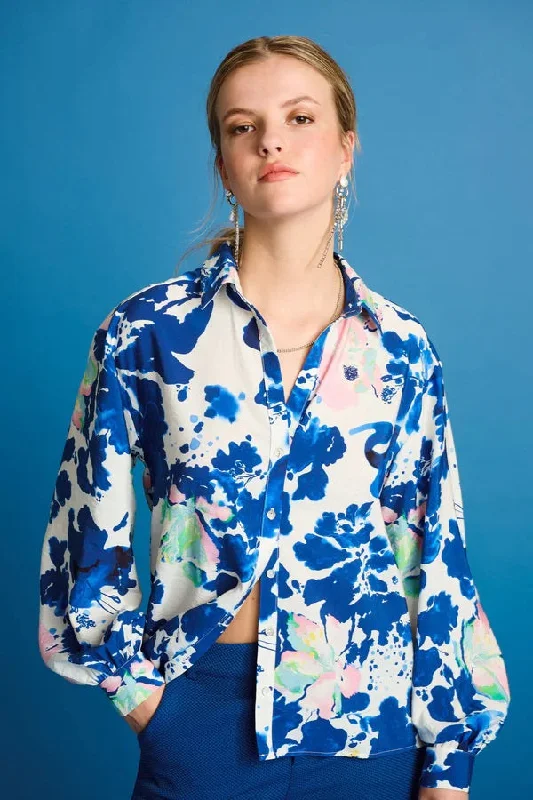 POM Violet Crane Blouse Airy Cotton Blouse