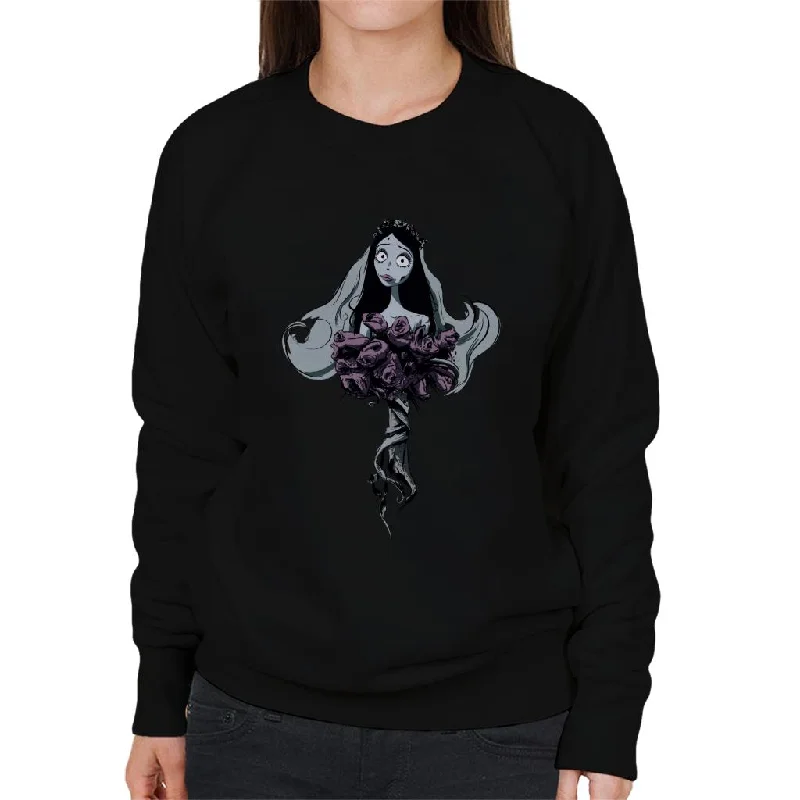 Corpse Bride Emily Red Roses Women's Sweatshirt Hoodie with Back Slit Movement Comfort Corpse Bride Emily Red Roses Women's Sweatshirt Hoodie with Back Slit Movement Comfort