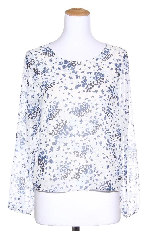 GLASSONS - Back twist floral chiffon blouse! 10 Side Tie Blouse