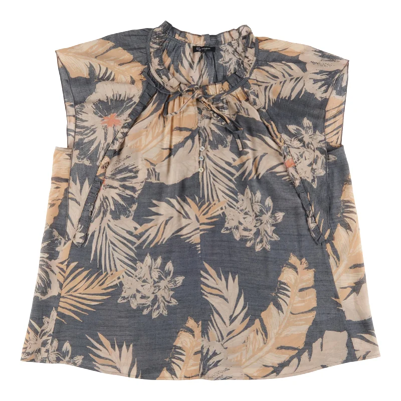 lily morgan Women's Plus Mystic Ruffle Blouse Cotton Casual Blouse