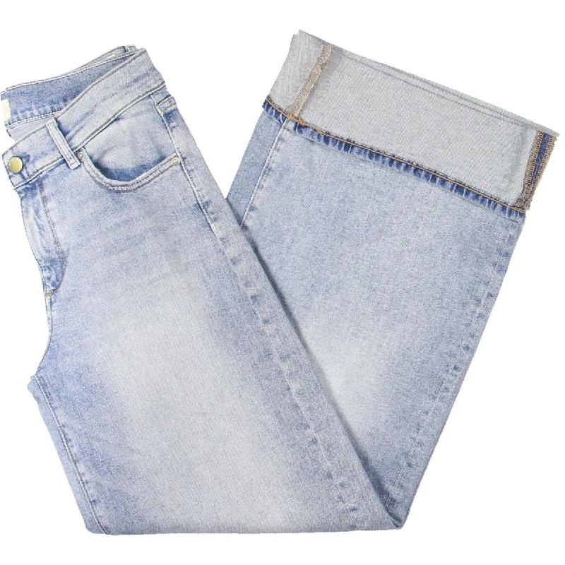 Womens Low Rise Wide Leg Wide Leg Jeans Chic Rolled Cuff Denim Jeans