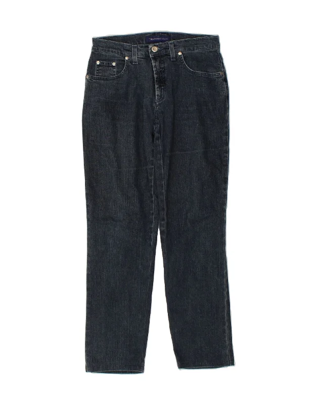 TRUSSARDI Womens Tapered Jeans W25 L38 Blue Cotton Fashionable Slouchy Fit Jeans