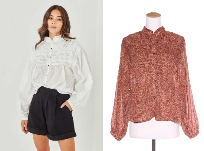 REMAIN - Sylvie leopard print blouse - Rust! 8-12 Gathered Detail Blouse