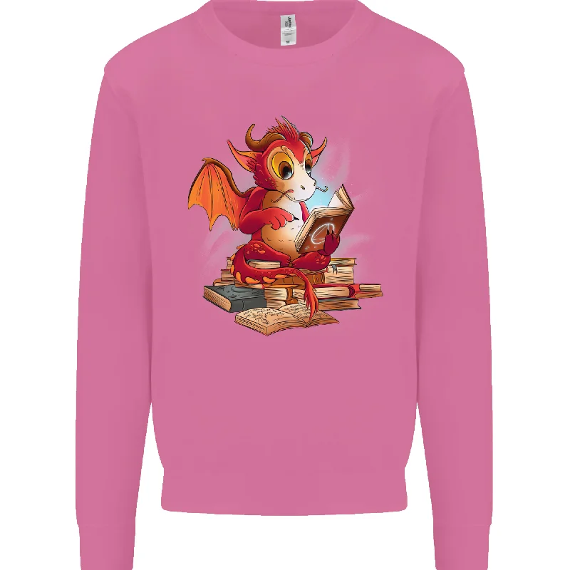A Book Reading Dragon Bookworm Fantasy Mens Sweatshirt Jumper Hoodie with Button Placket Classic Preppy A Book Reading Dragon Bookworm Fantasy Mens Sweatshirt Jumper Hoodie with Button Placket Classic Preppy