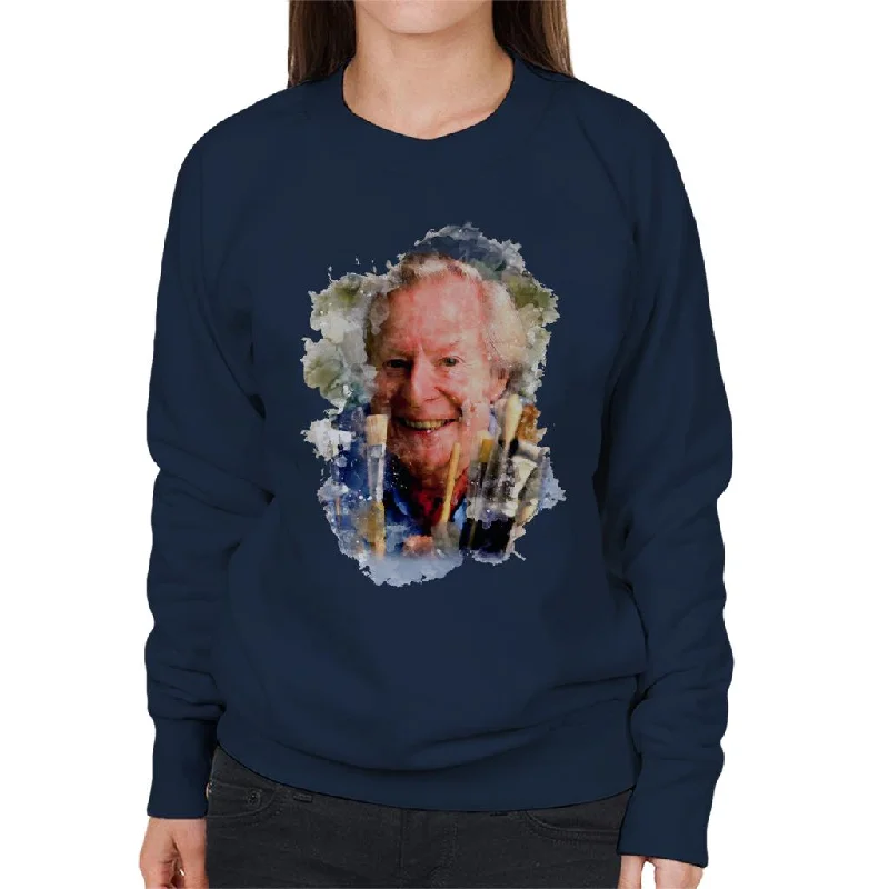 TV Times Artist Tony Hart With Brushes Women's Sweatshirt Hoodie with Hem Fringe Bohemian Relaxed TV Times Artist Tony Hart With Brushes Women's Sweatshirt Hoodie with Hem Fringe Bohemian Relaxed