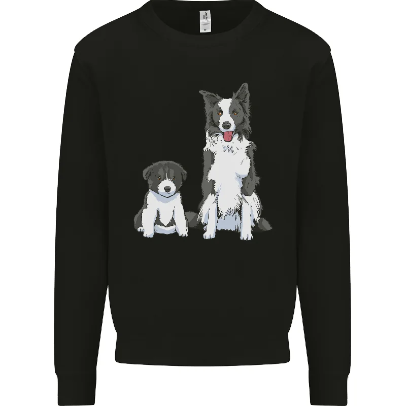 A Border Collie and Puppy Mens Sweatshirt Jumper Hoodie with Hem Fringe Bohemian Relaxed A Border Collie and Puppy Mens Sweatshirt Jumper Hoodie with Hem Fringe Bohemian Relaxed