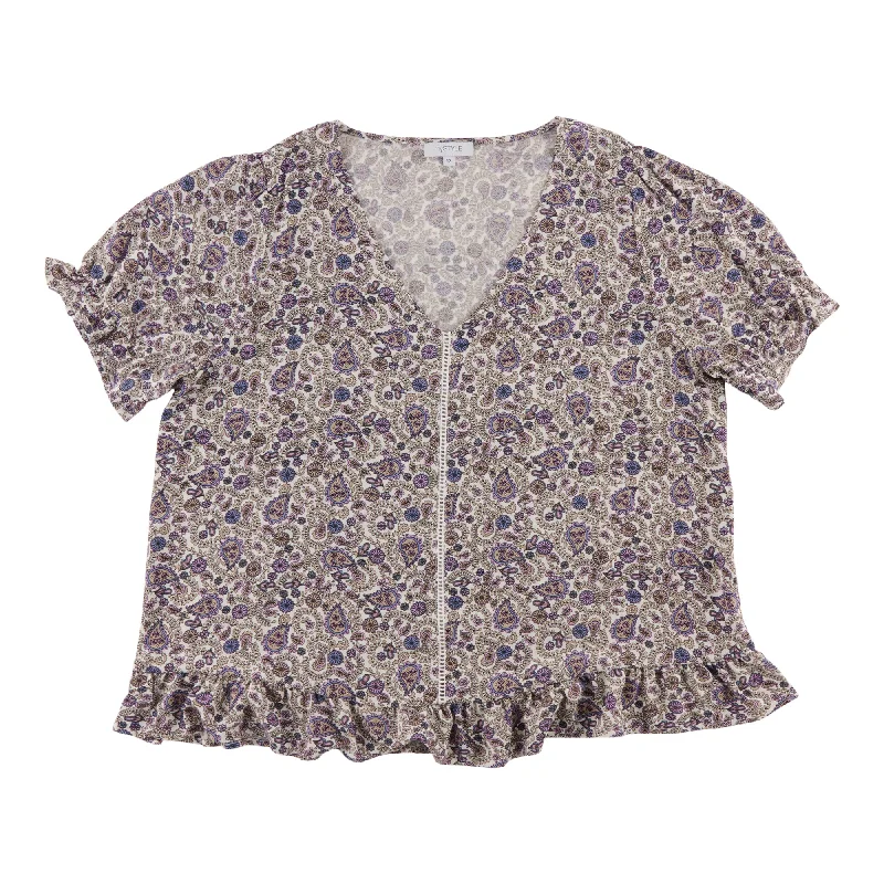 mySTYLE Women's Plus V-Neck Short Sleeve Blouse Smart Casual Blouse