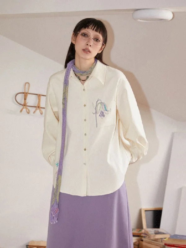 Floral Embroidery Long Sleeve Blouse【s0000010102】 Delicate Bow Blouse