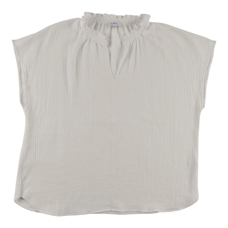 mySTYLE Women's Plus V-Neck Blouse Elegant Silk Blouse