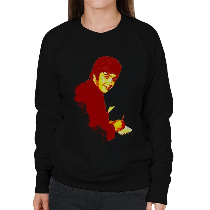 TV Times David Essex Signing Autographs Pop Art Stylised Women's Sweatshirt Hoodie with Ribbed Hem Stretchable Secure TV Times David Essex Signing Autographs Pop Art Stylised Women's Sweatshirt Hoodie with Ribbed Hem Stretchable Secure
