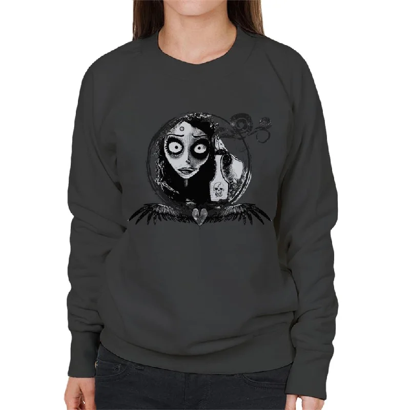 Corpse Bride Emily Looking In The Mirror Women's Sweatshirt Hoodie with Hem Fringe Bohemian Relaxed Corpse Bride Emily Looking In The Mirror Women's Sweatshirt Hoodie with Hem Fringe Bohemian Relaxed