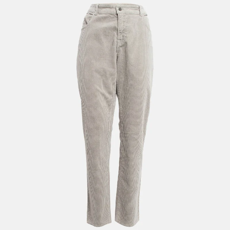 Emporio Armani Beige Corduroy High Rise Skinny Jeans Elegant Wide-Leg Jeans