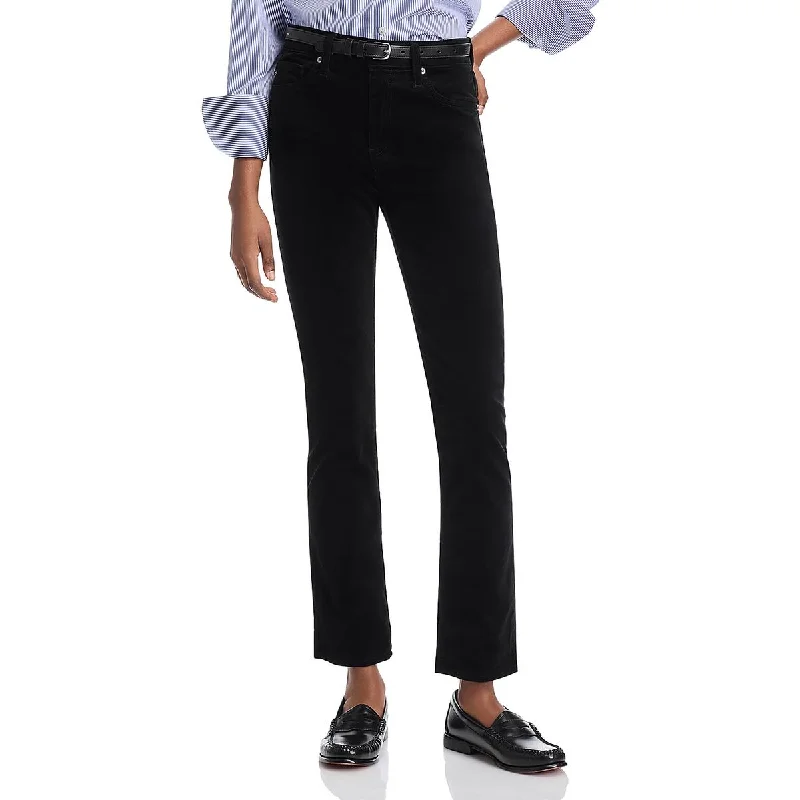 Womens Straight Leg Corduroy Straight Leg Jeans Chic Rip-Detail High-Waist Jeans