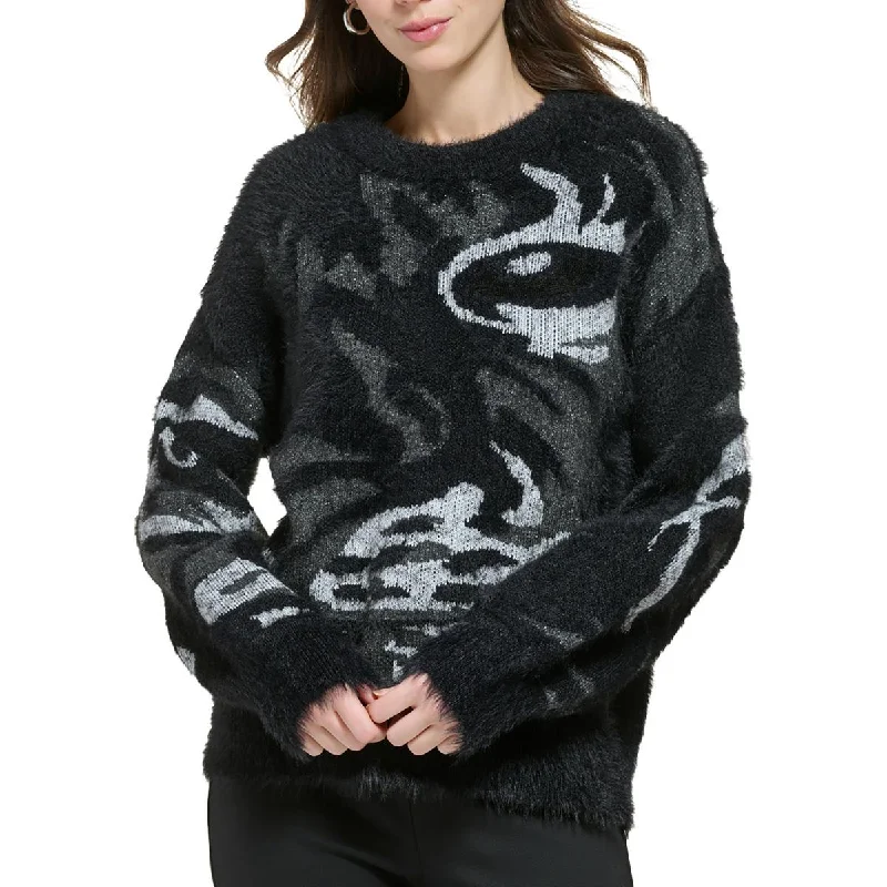 Womens Knit Printed Pullover Sweater Nylon Fabric Polyester Fabric Spandex Fabric