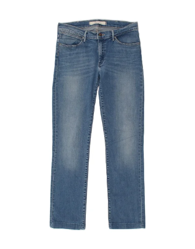 WRANGLER Womens Drew Slim Jeans W30 L29 Blue Cotton Comfortable Faded High-Rise Jeans