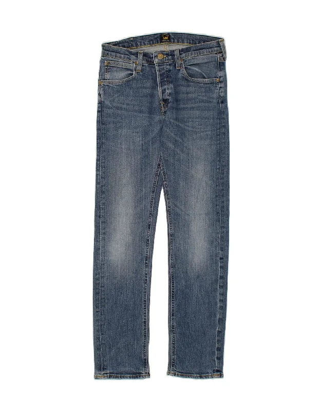 LEE Womens Daren Straight Jeans W30 L32 Blue Cotton Stylish Acid-Wash Jeans
