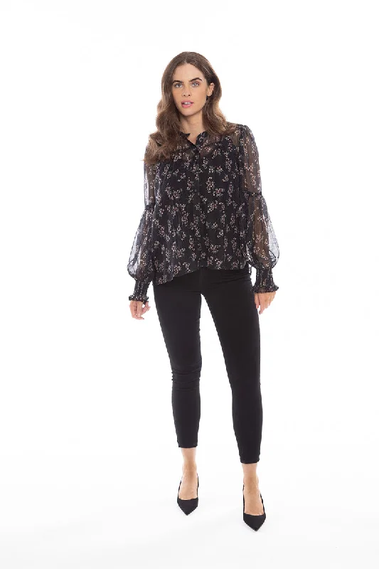 SEEKING LOLA Keeper blouse black blush Subtle Shimmer Blouse