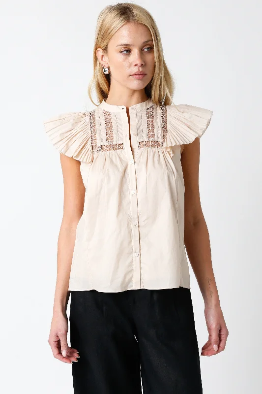 Charlotte Lace Inset Blouse MORE COLORS FINAL SALE Gathered Detail Blouse