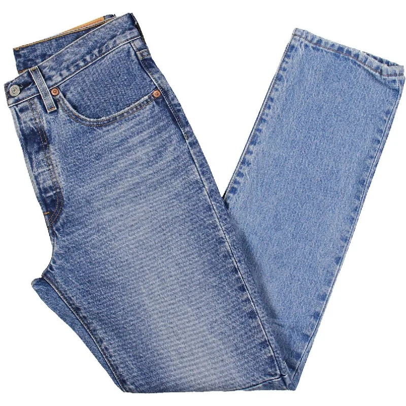 Womens High Rise Two Tone Straight Leg Jeans Comfortable Dark Wash Jeans