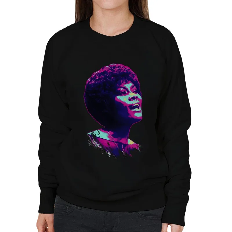 TV Times Dionne Warwick Live Pop Art Stylised Women's Sweatshirt Hoodie with Sequins Glamorous Eye-catching TV Times Dionne Warwick Live Pop Art Stylised Women's Sweatshirt Hoodie with Sequins Glamorous Eye-catching