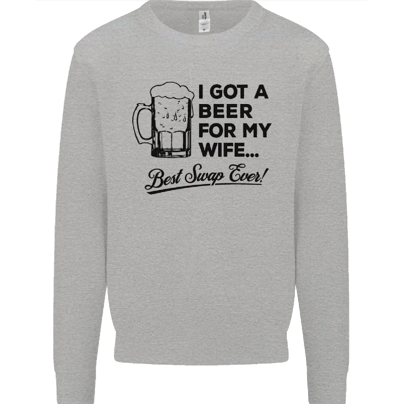 A Beer for My Wife Best Swap Ever Funny Mens Sweatshirt Jumper Hoodie with Drawcord Adjustable Secure A Beer for My Wife Best Swap Ever Funny Mens Sweatshirt Jumper Hoodie with Drawcord Adjustable Secure
