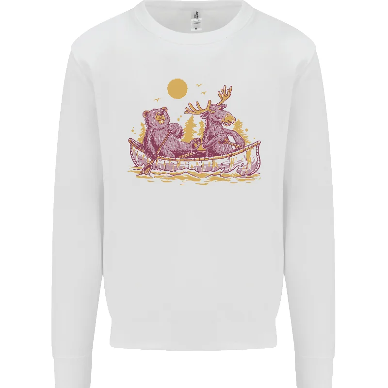 A Bear & Moose Kayaking Canoeing Kayak Canoe Mens Sweatshirt Jumper Hoodie with Hem Contrast Bold Stylish A Bear & Moose Kayaking Canoeing Kayak Canoe Mens Sweatshirt Jumper Hoodie with Hem Contrast Bold Stylish