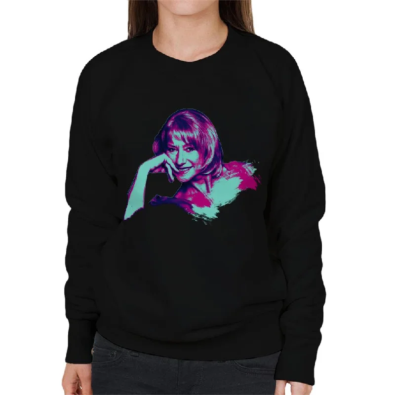 TV Times Helen Mirren Pop Art Stylised Women's Sweatshirt Hoodie with Hem Patch Decorative Personalized TV Times Helen Mirren Pop Art Stylised Women's Sweatshirt Hoodie with Hem Patch Decorative Personalized