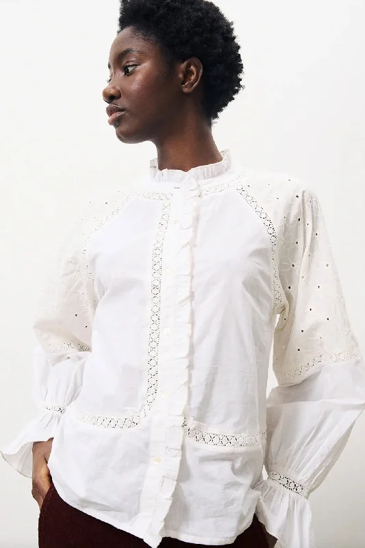 FRNCH Chadia Blouse Embroidered Cotton Blouse