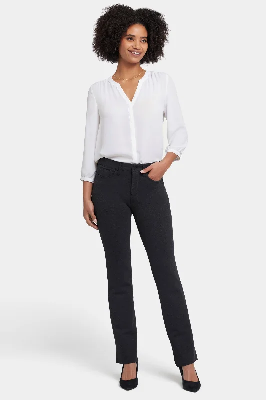 Marilyn Straight Pants - Charcoal Heathered Relaxed Casual Leggings