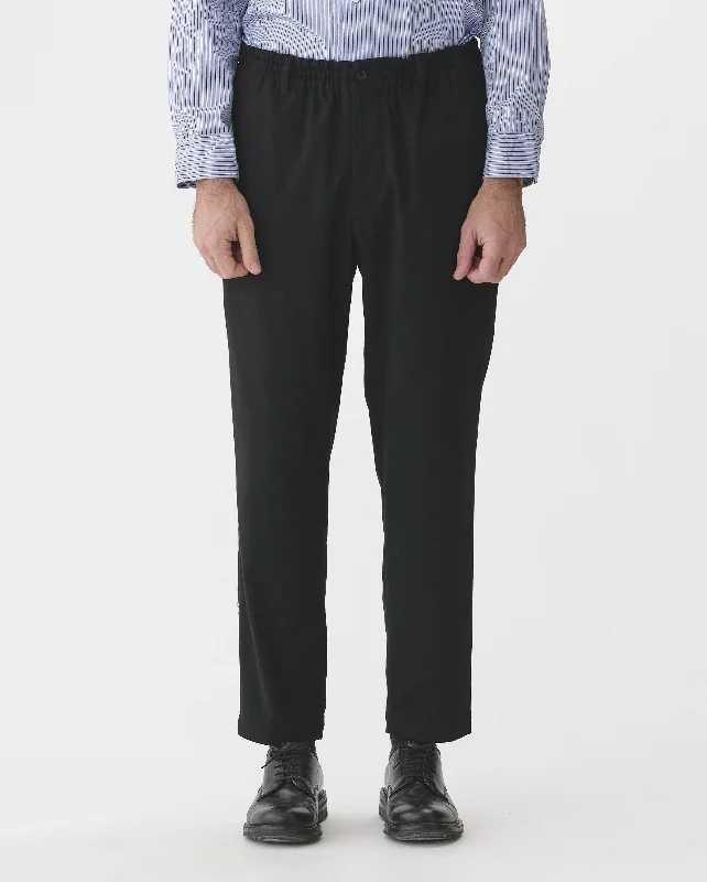TAPERED TWILL EASY PANTS / BLACK Classic Straight-Leg Pants