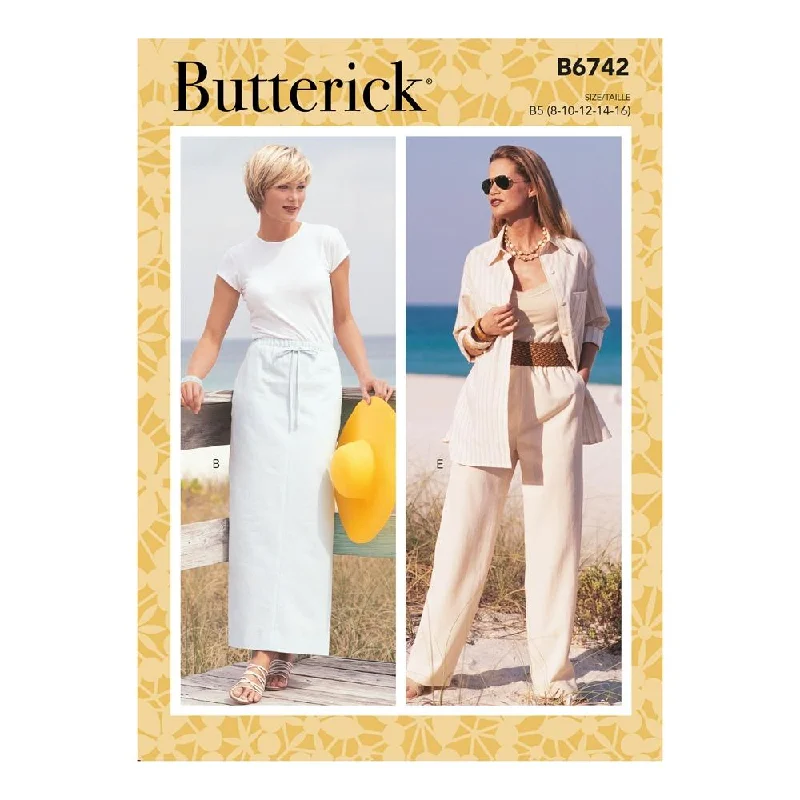 Butterick Pattern B6742 Misses'/Misses' Petite Elastic-Waist Skirts, Shorts and Pants B5 (8-10-12-14-16) Soft Cotton Pants