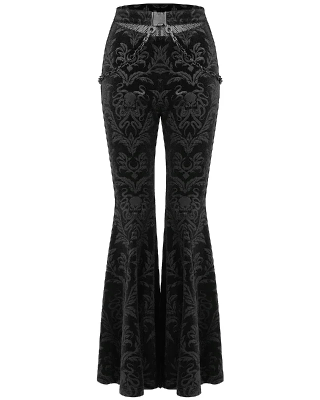 Punk Rave Daily Life Casual Baroque Gothic Velvet Flared Pants Cozy Full-Length Pants