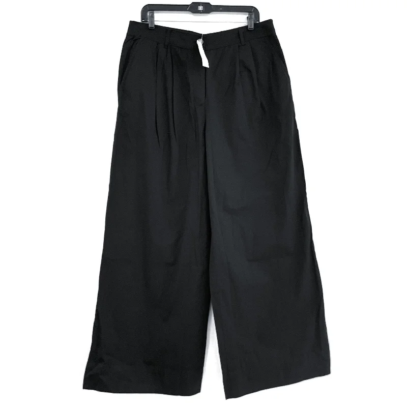 NWT Wmns LOFT 100% Cotton Black Wide Leg Dress Pants Sz 12 Modern Stretch Trousers