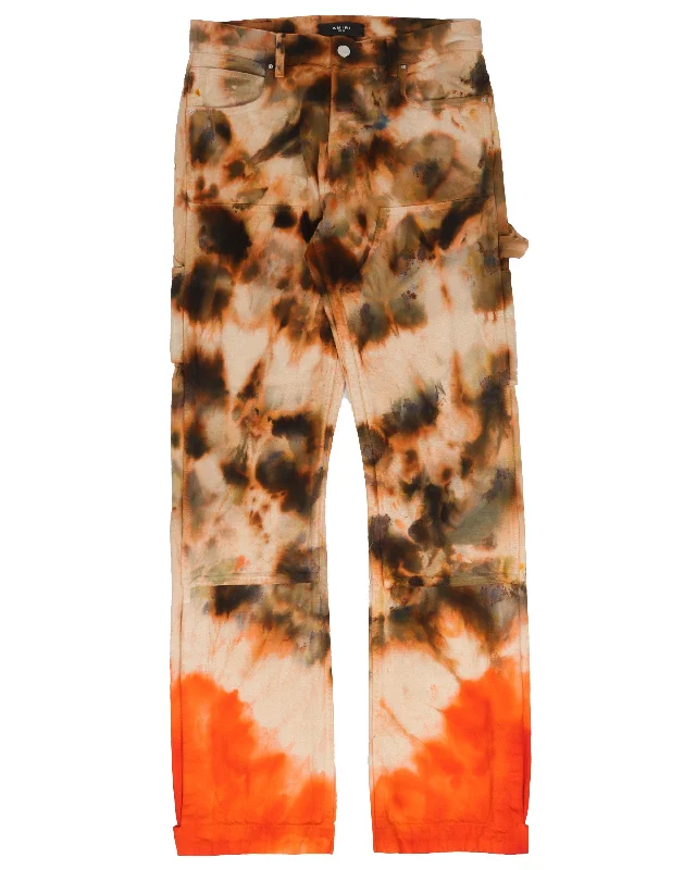 Double Knee Tie-Dye Carpenter Pants Comfortable Wide-Leg Pants