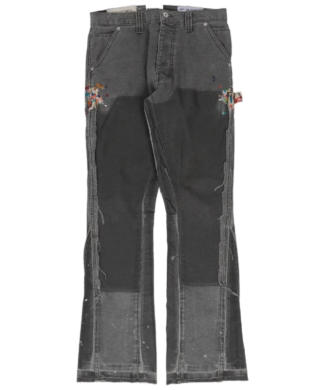 Carpenter Flare Paint Splatter Pants Fashionable Tapered Leg Pants