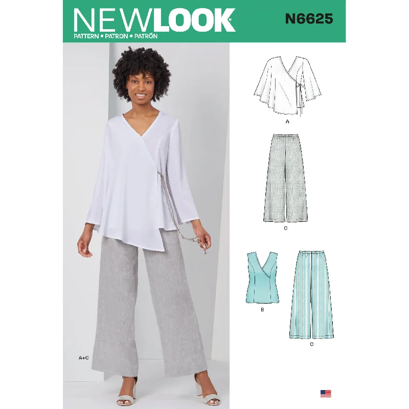 Newlook Pattern N6625 Misses' Tops And Pull On Pants High-Waist Jogger Pants