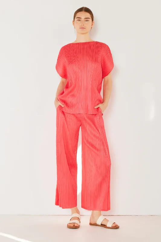 Pleated Wide-Leg Pants with Side Pleat Detail Formal Wide-Leg Pants